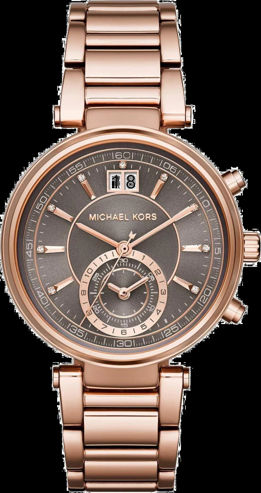 Montre Femme Michael Kors Sawyer MK6226 en Acier Or Rose, Cadran Gris