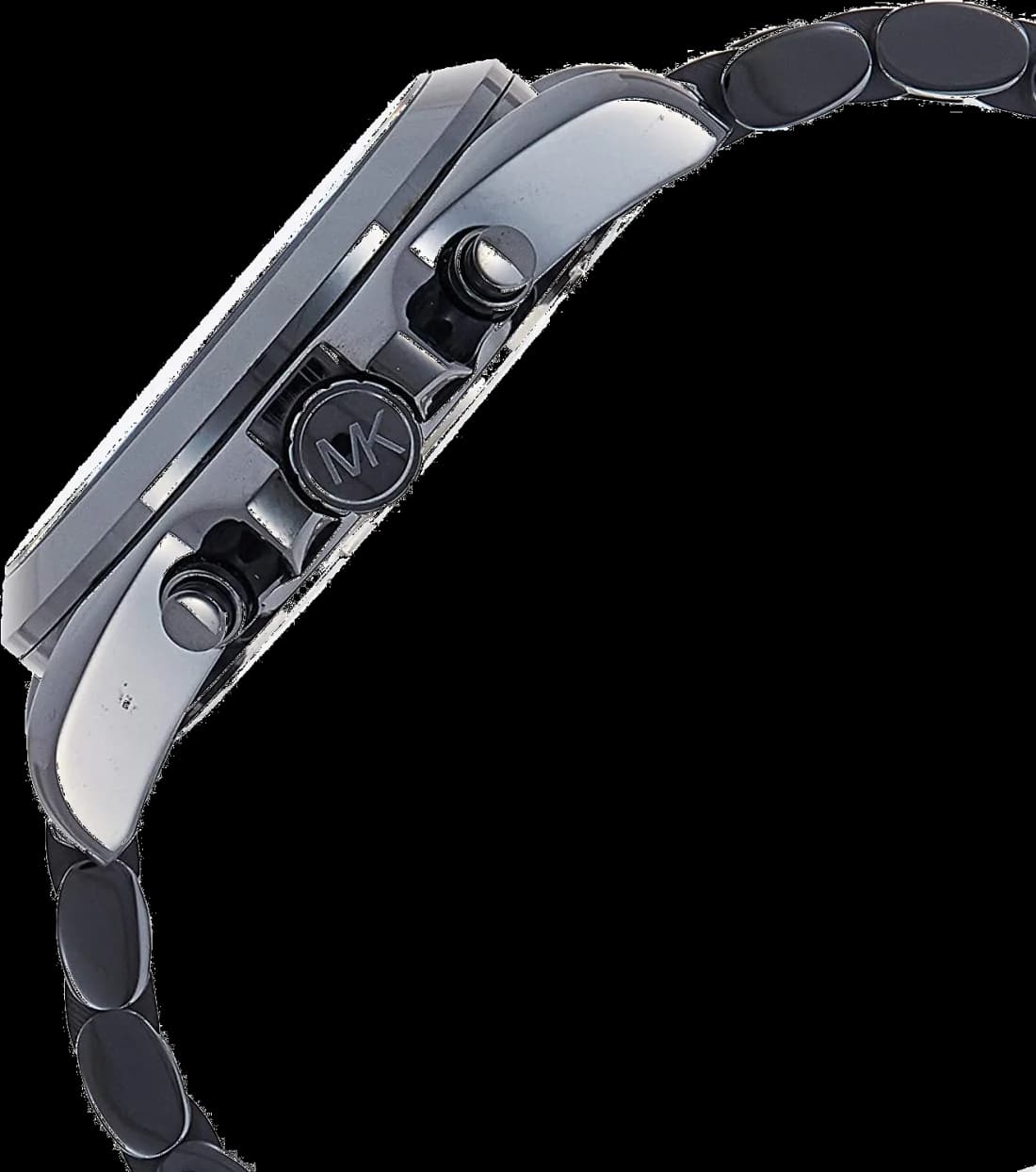 Attache bracelet Michael Kors MK6248 en acier bicolore or rose et bleu, fermoir déployante