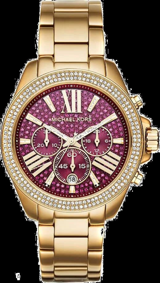 Montre Femme Michael Kors MK6290 Wren - Cadran Fuchsia Pavé Cristaux - Bracelet Or Acier