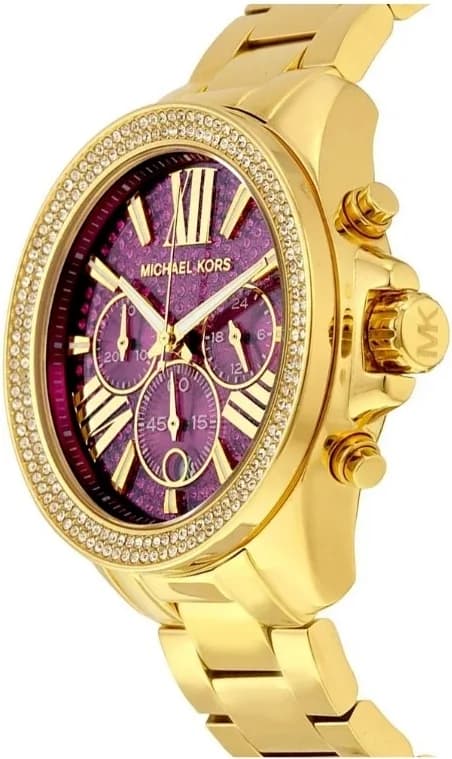 Montre Femme Michael Kors MK6290 Wren - Cadran Fuchsia Pavé Cristaux - Bracelet Or Acier vue 2