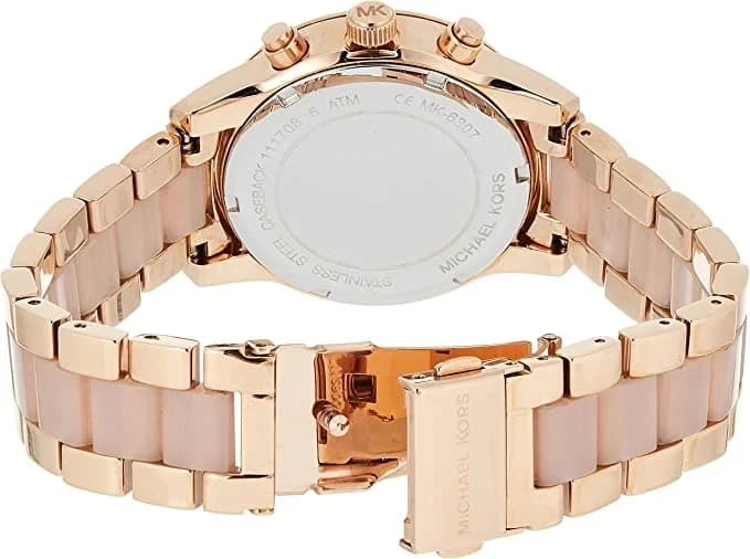 Montre Femme Michael Kors MK6307 - Bracelet Acier et Acétate Or Rose - Cadran Or Rose vue 3