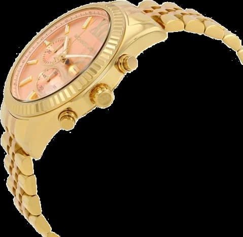 Visage cadran Michael Kors MK6473 avec compteurs chronographe et guichet date à 4h30, aiguilles dorées