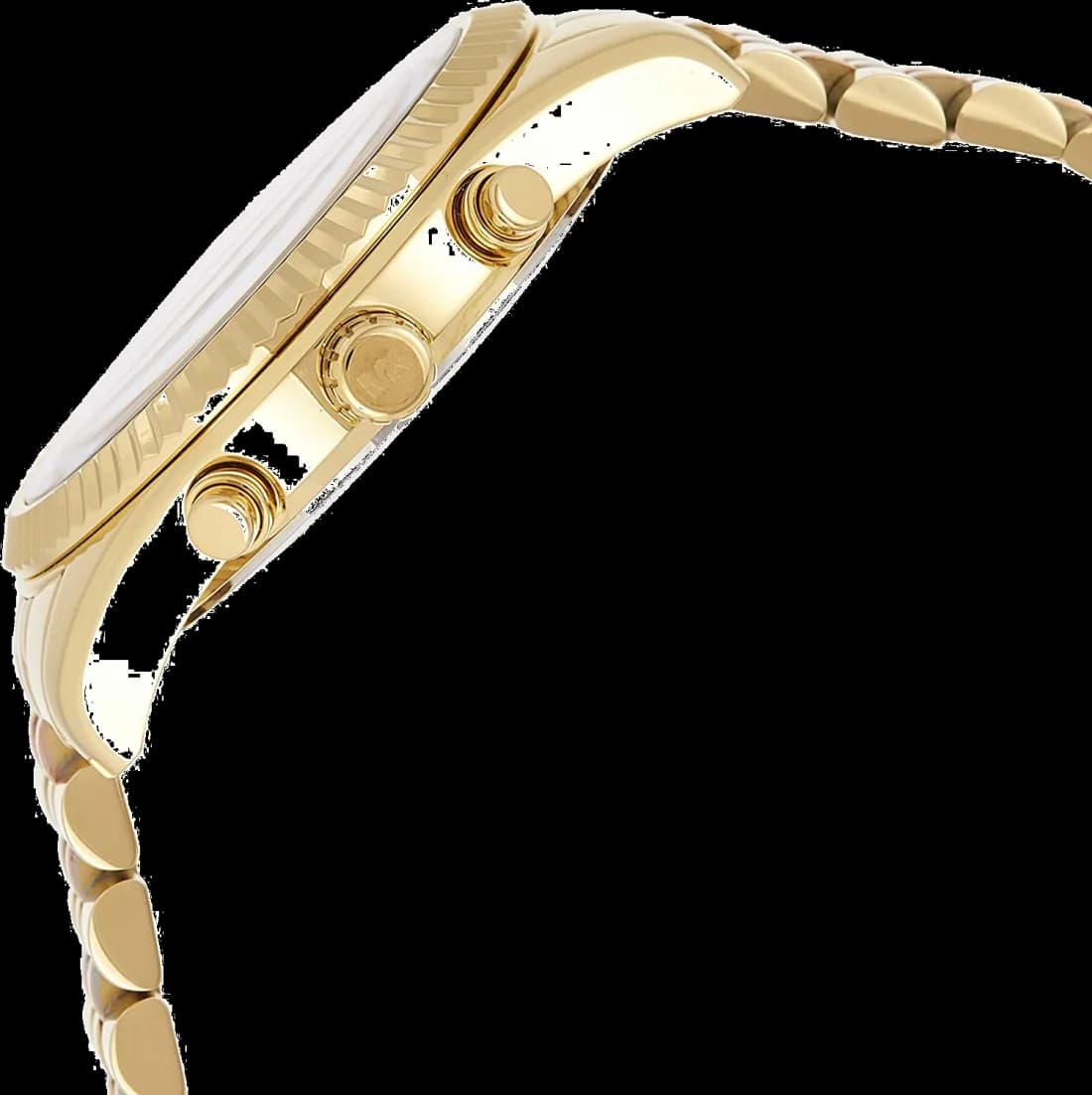 Attache bracelet Michael Kors MK6473 en acier doré rose à maillons, fermoir déployant signé Michael Kors, ajustable