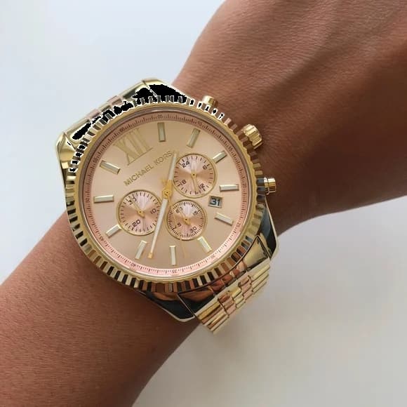 Montre Femme Michael Kors MK6473 Lexington Chronographe Acier Doré Rose vue 5