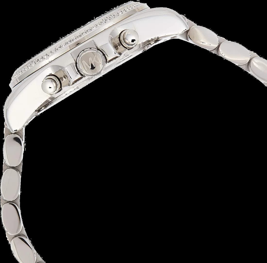 Visage cadran Michael Kors MK6537 avec index bâtons appliqués, aiguilles dauphine et guichet date à 3h