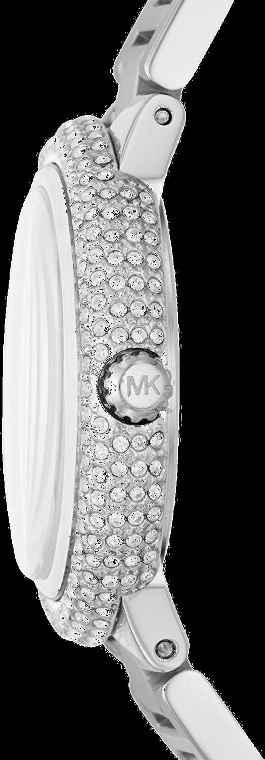 Visage cadran Michael Kors MK6562 nacre naturelle avec index appliqués dorés aiguilles dauphine trotteuse centrale date à 3h