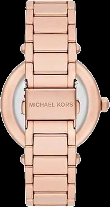 Visage cadran Michael Kors MK6660 avec index appliqués et aiguilles dauphine, date à 3h, fond soleillé