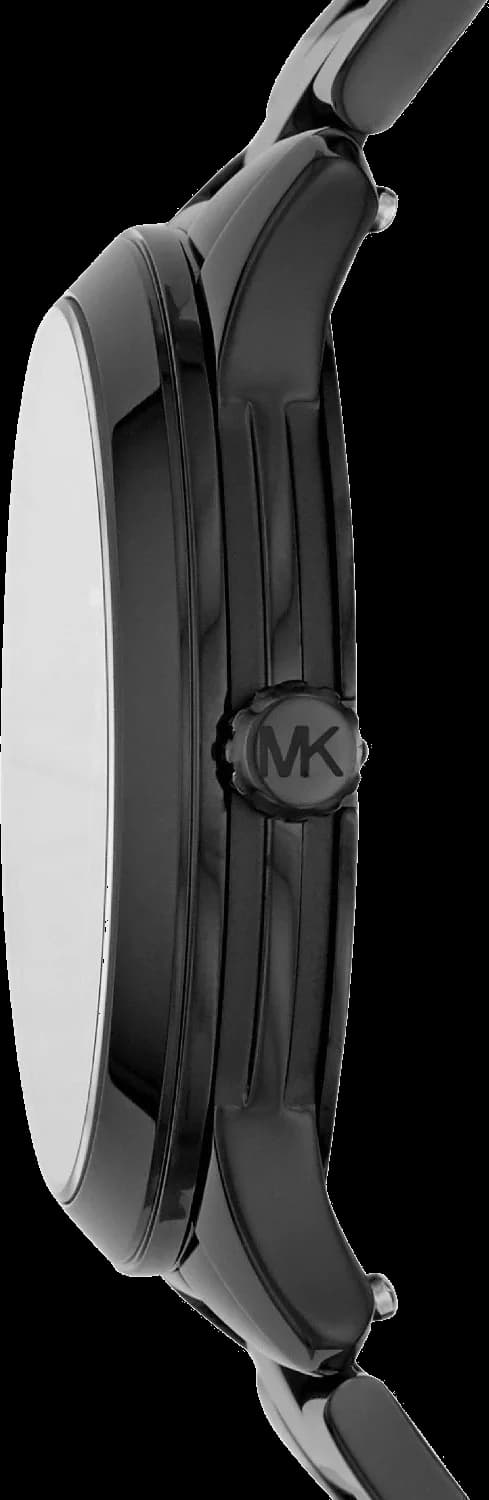 Attache bracelet Michael Kors MK6683 en acier inoxydable noir PVD, maillons polis et satinés, fermoir déployant