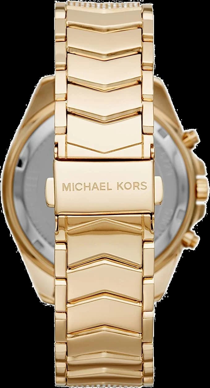Attache bracelet Michael Kors MK6729 en acier inoxydable plaqué or avec fermoir déployant et maillons pavés de cristaux