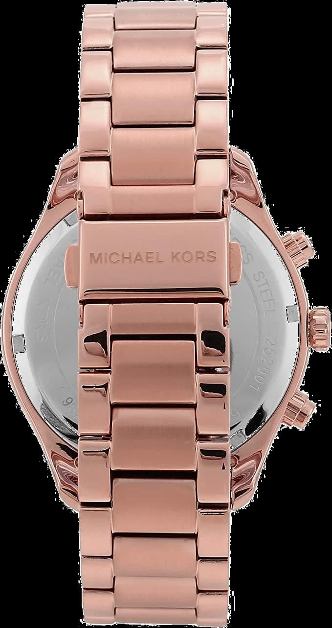 Attache bracelet Michael Kors MK6796 en acier inoxydable plaqué or rose avec fermoir déployant à double bouton-poussoir
