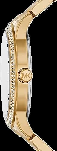 Visage cadran Michael Kors MK6879 avec index bâtons et aiguilles dorés, date à 3h et mouvement quartz