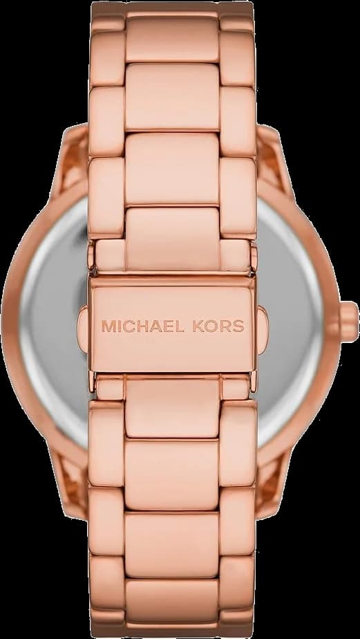 Attache bracelet Michael Kors MK6880 en acier or rose avec fermoir déployant double sécurité et maillons polis