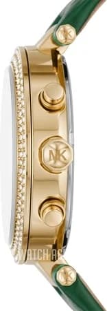 Attache bracelet Michael Kors MK6985 en cuir vert avec surpiqûres ton sur ton, fermoir déployant à double bouton-poussoir
