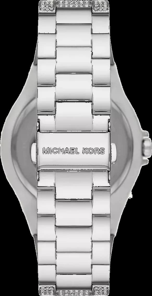 Visage cadran Michael Kors MK6990 avec index à strass et aiguilles bâtons bleues, date à 3h