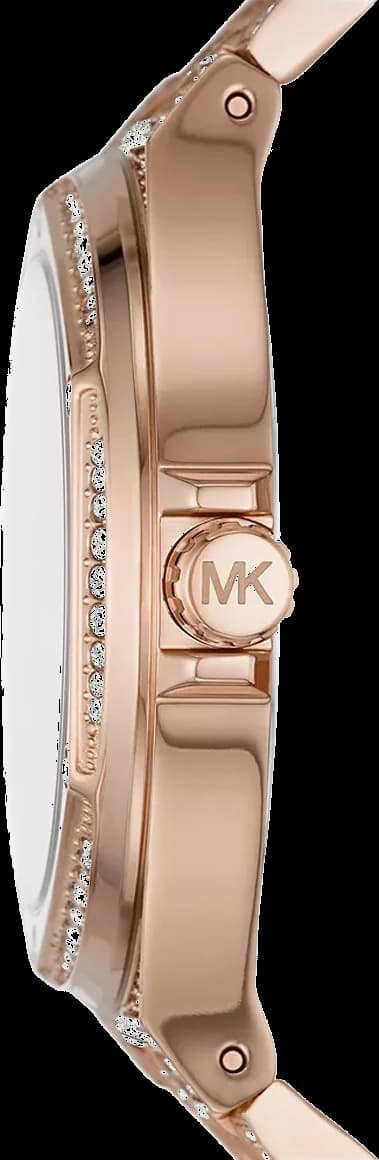 Attache bracelet Michael Kors MK6992 en acier inoxydable avec maillons pleins et fermoir déployant papillon, finition polie et satinée