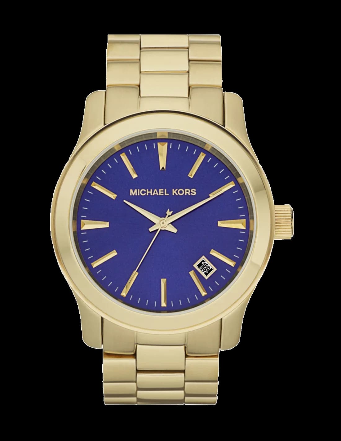Montre Michael Kors MK7049 Runway Unisexe en Acier Doré avec Cadran Bleu