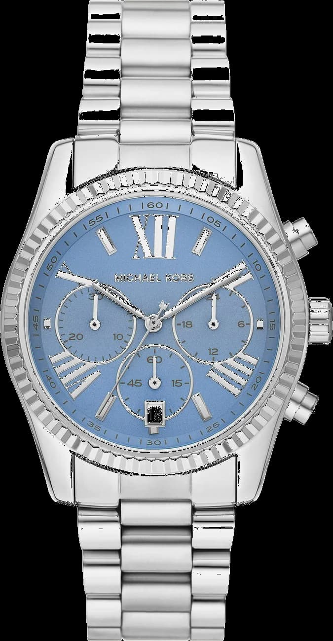 Montre femme Michael Kors Lexington MK7215, cadran bleu, bracelet acier argenté