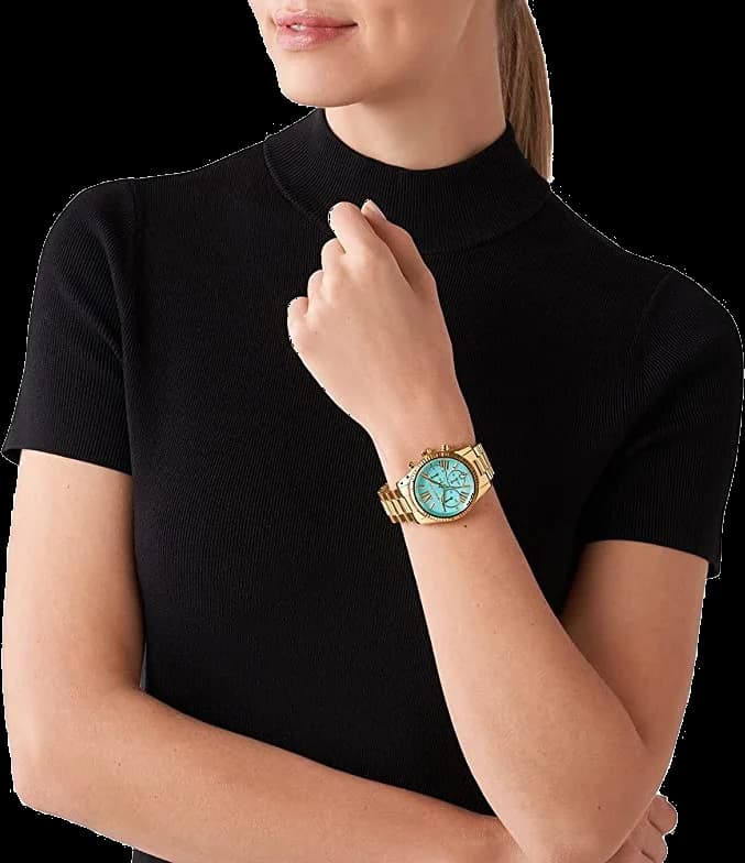 Montre Femme Michael Kors MK7216 Lexington en Acier Or à Cadran Turquoise vue 4