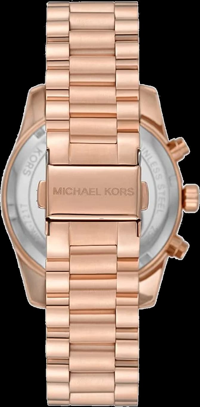 Attache bracelet Michael Kors MK7217 en acier inoxydable plaqué or rose, fermoir déployant papillon ajustable