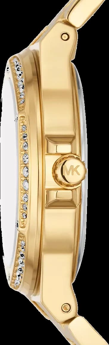 Attache bracelet Michael Kors MK7229 en acier inoxydable doré, fermoir déployant double sécurité, maillons polis