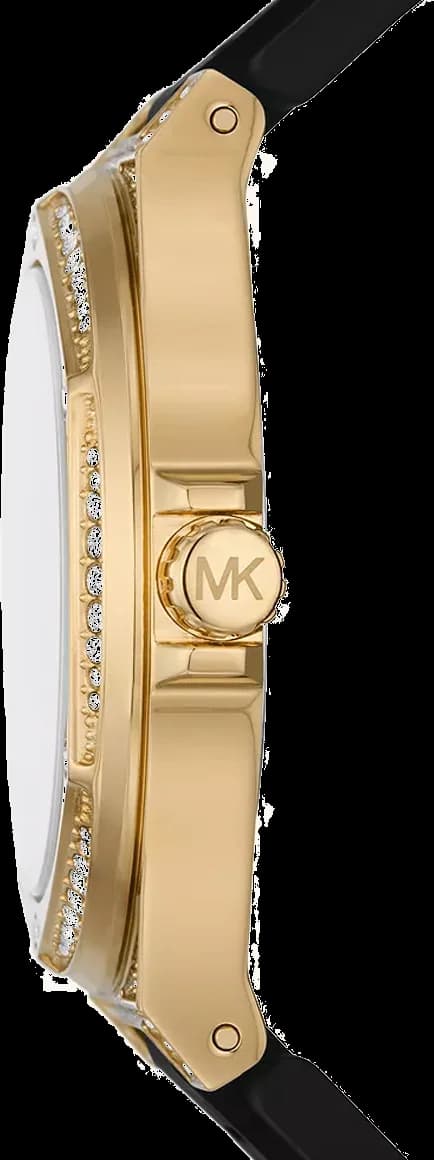 Attache bracelet Michael Kors MK7247 en silicone noir texturé avec boucle ardillon en acier inoxydable doré