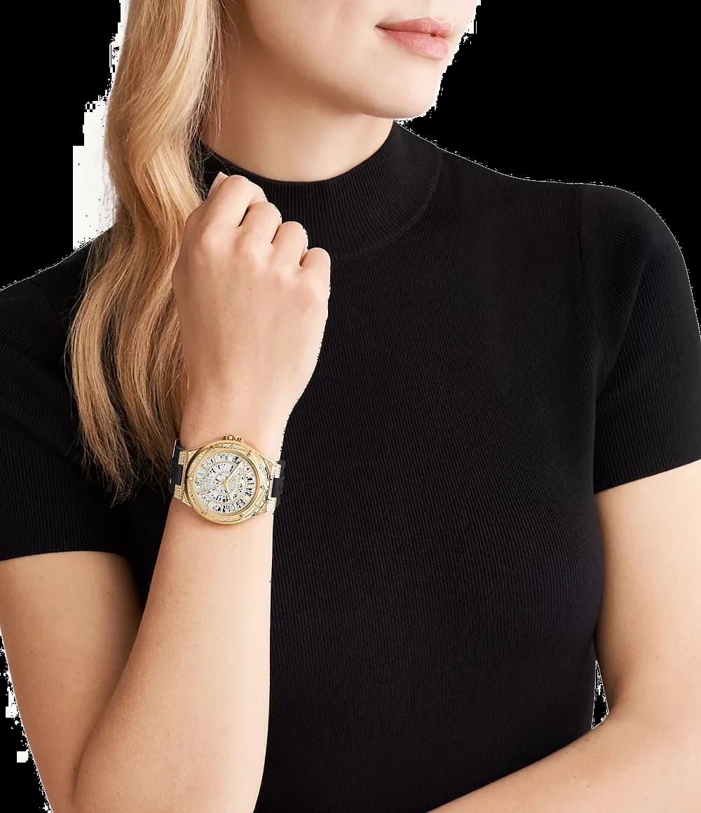 Lunette boîtier Michael Kors MK7247 en acier inoxydable doré 38 mm avec lunette lisse et verre minéral