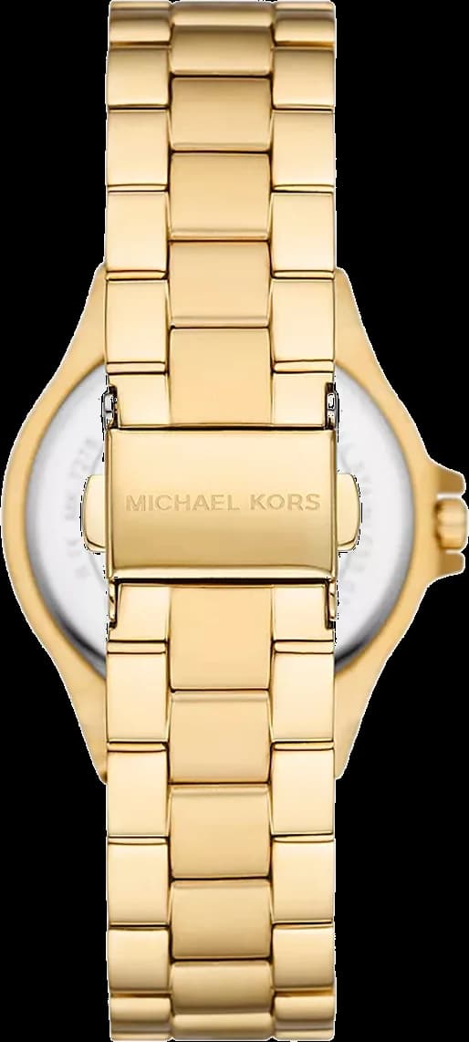 Visage cadran Michael Kors MK7278 orné d'index baguette et aiguilles en acier doré pour une lisibilité précise