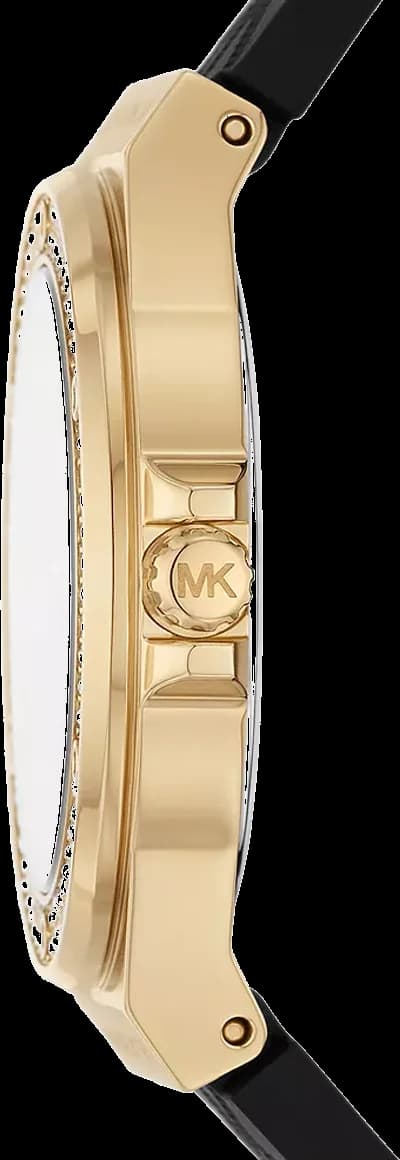 Attache bracelet Michael Kors MK7281 en silicone noir texturé, fermoir boucle ardillon et boucle en acier inoxydable