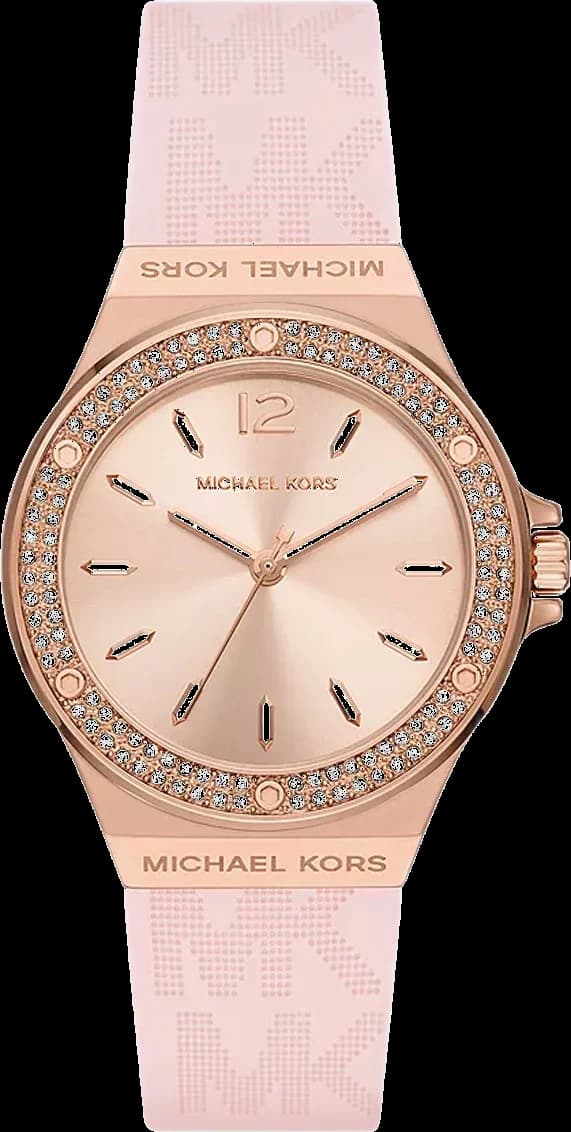 Montre Michael Kors MK7282 Lennox pour femme - Cadran or rose, bracelet silicone rose