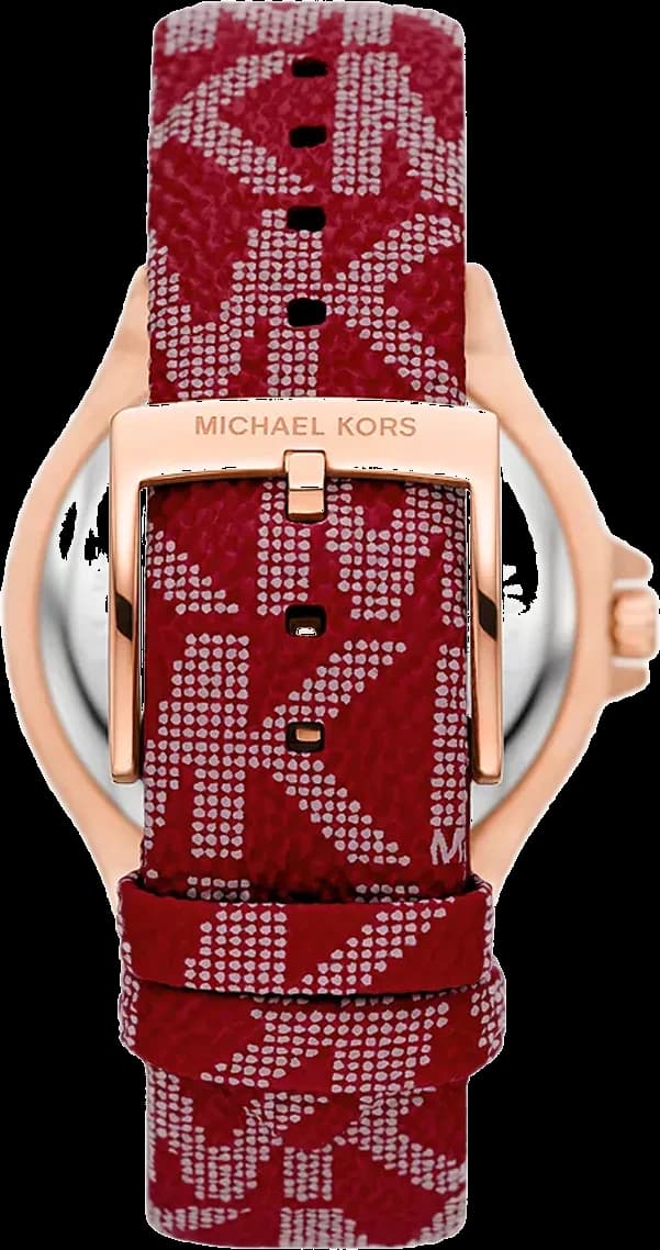 Montre Michael Kors Lennox MK7308 pour femme, cadran blanc 37mm, bracelet cuir rouge vue 3