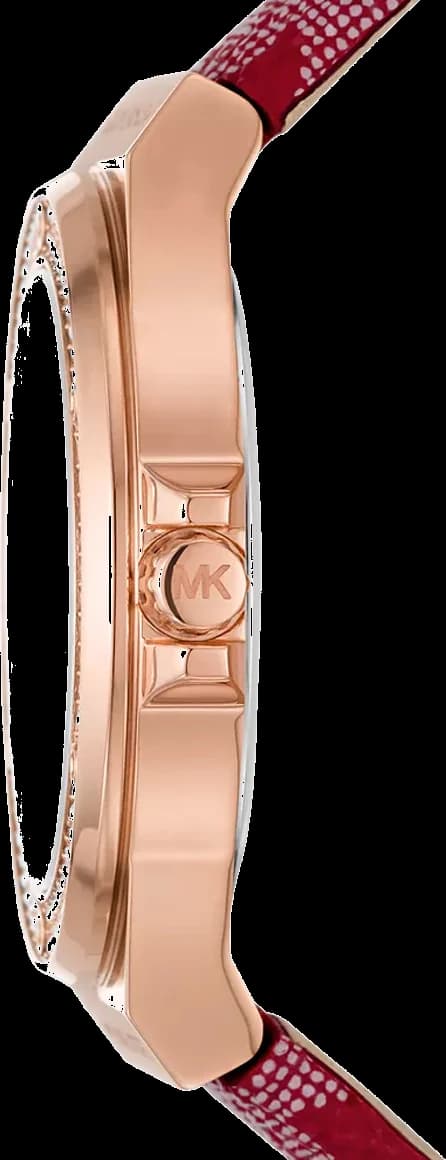 Montre Michael Kors Lennox MK7308 pour femme, cadran blanc 37mm, bracelet cuir rouge vue 4