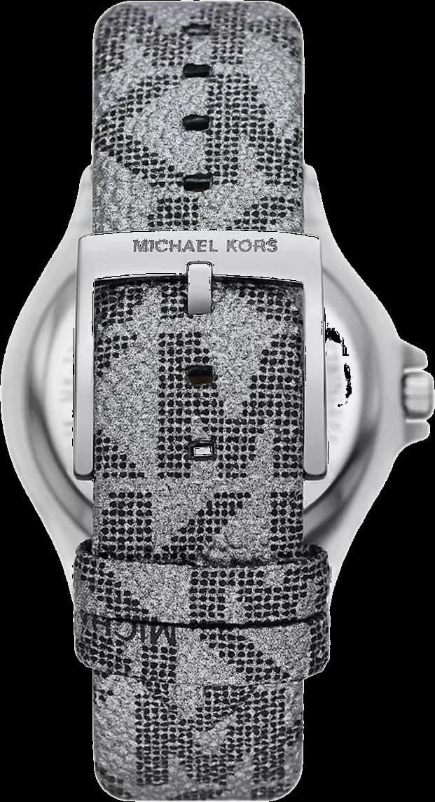 Montre Michael Kors Lennox MK7309 pour Femme, Cadran Noir, Boîtier Argent, Bracelet Cuir Gris vue 2