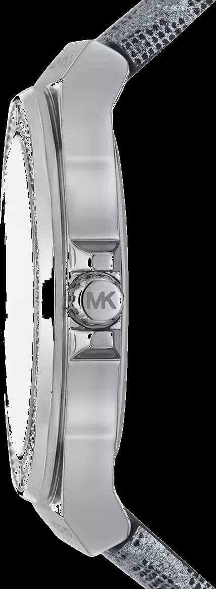 Montre Michael Kors Lennox MK7309 pour Femme, Cadran Noir, Boîtier Argent, Bracelet Cuir Gris vue 3