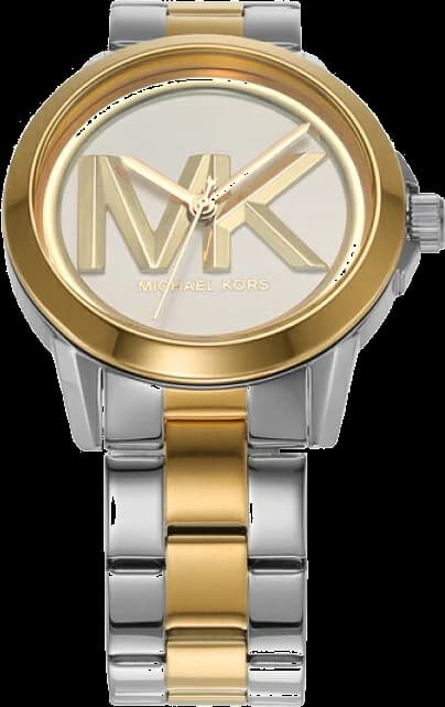 Lunette boîtier Michael Kors MK7319 en acier poli bicolore, profil fin et élégant adapté à un poignet féminin