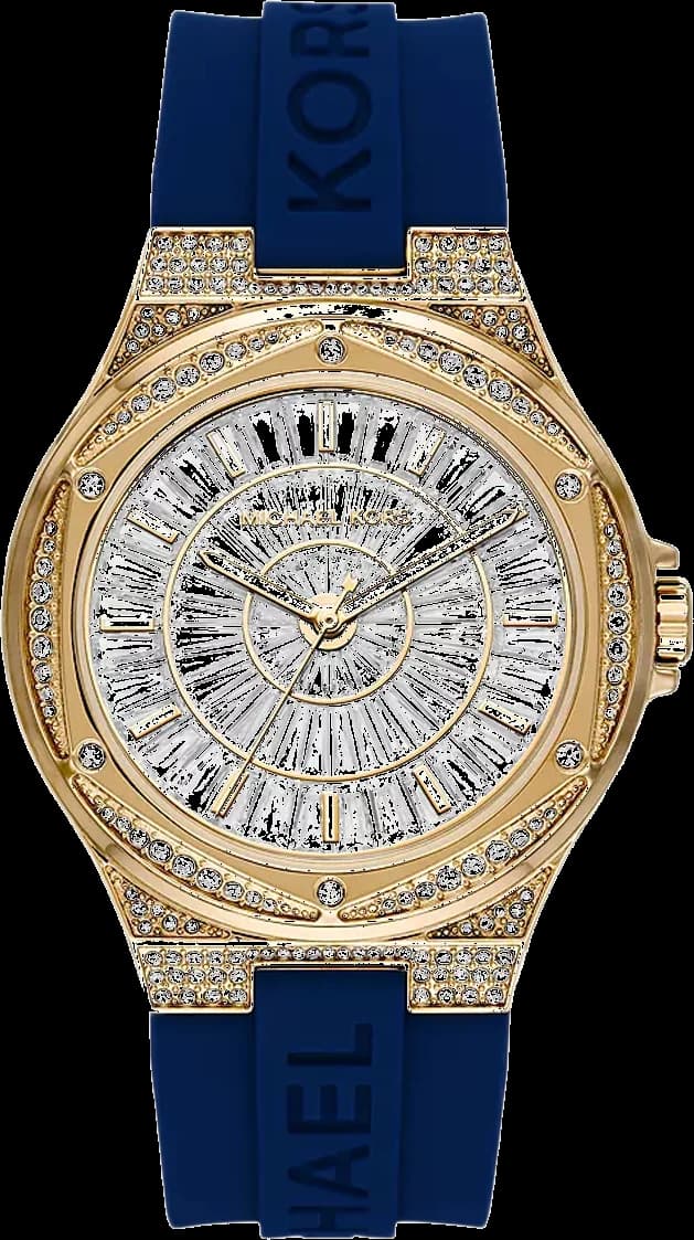 Montre Femme Michael Kors MK7333 - Boîtier Or 43mm, Bracelet Silicone Bleu