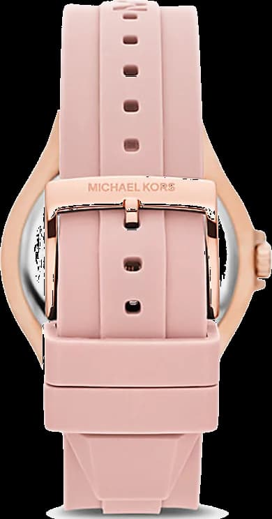 Attache bracelet Michael Kors MK7334 en silicone rose souple avec fermoir boucle ardillon, confort et durabilité au poignet