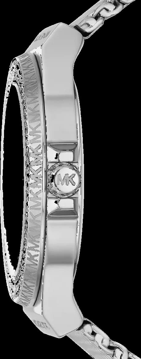 Attache bracelet Michael Kors MK7337 en acier inoxydable tressé en maille milanaise avec fermoir déployant ajustable et double bouton-poussoir
