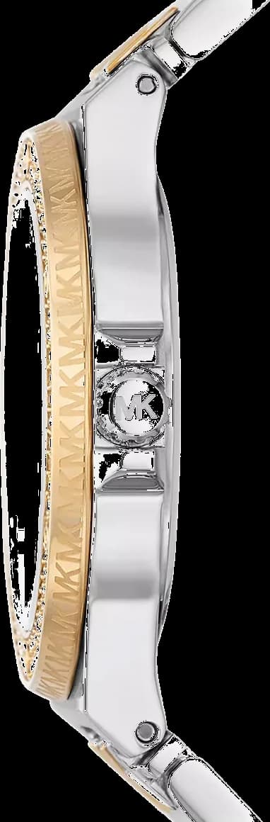 Attache bracelet Michael Kors MK7338 en acier inoxydable bicolore avec fermoir déployant gravé du logo MK