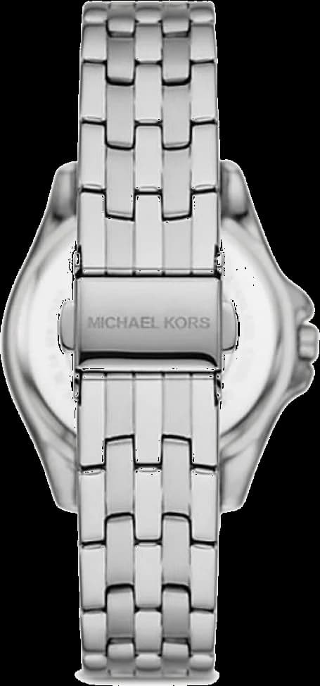 Visage cadran Michael Kors MK7368 présentant index bâtons appliqués, aiguilles dauphines et guichet date à 3h