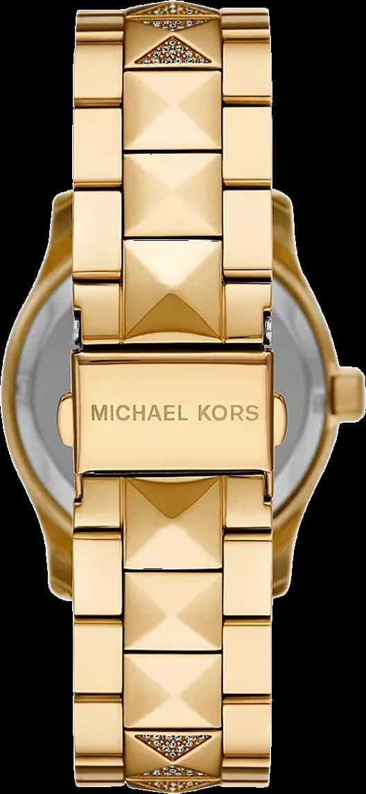 Visage cadran Michael Kors MK7390 vert orné de cristaux, aiguilles bâton et date à 3h, précision quartz