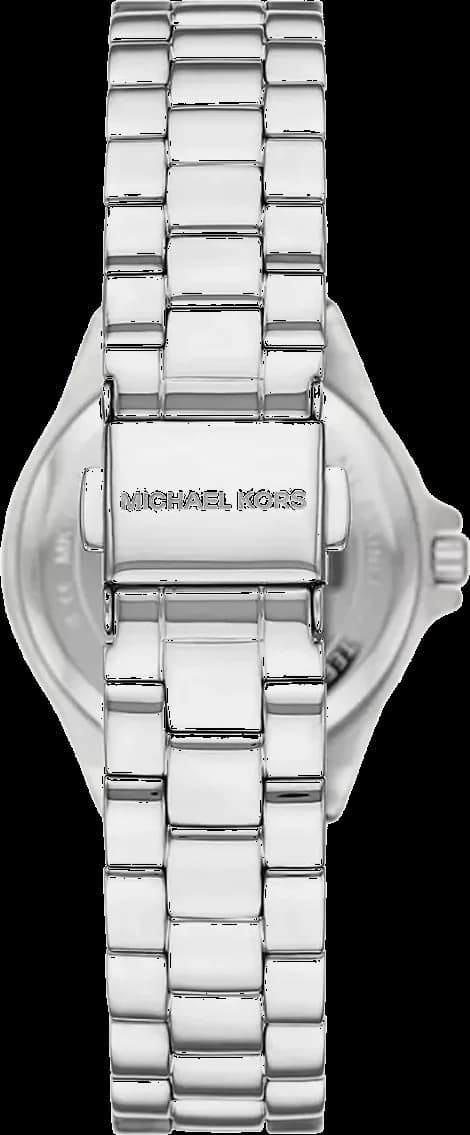 Visage cadran Michael Kors MK7397 dévoile un guichet date à 3h, finition soleillée bleue et aiguilles luminescentes en tons or