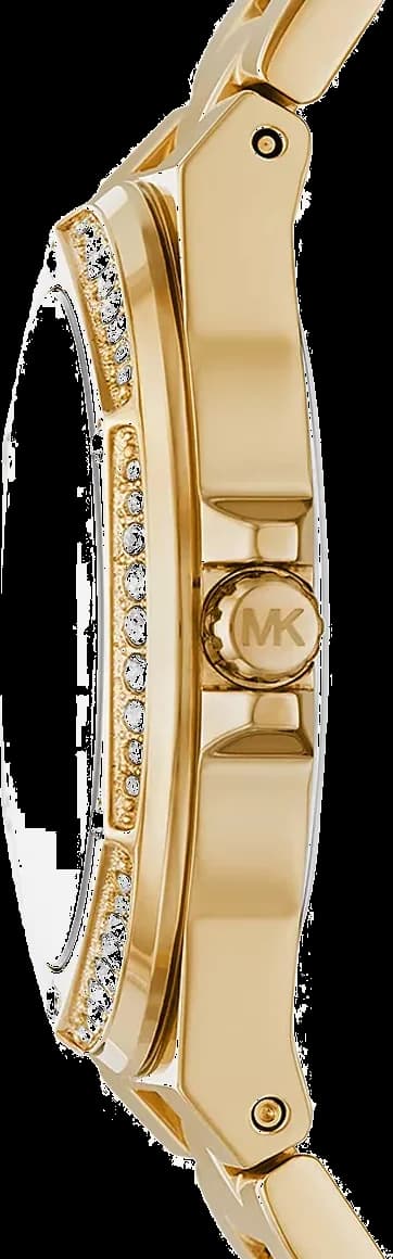 Montre Michael Kors Lennox MK7404 pour Femme, Cadran Noir, Boîtier et Bracelet en Acier Inoxydable Doré vue 3