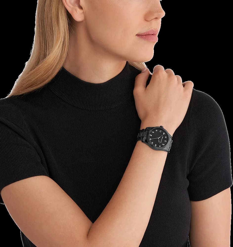 Montre Femme Michael Kors MK7442 en Acier Inoxydable Noir à Cadran Pavé de Cristaux vue 5