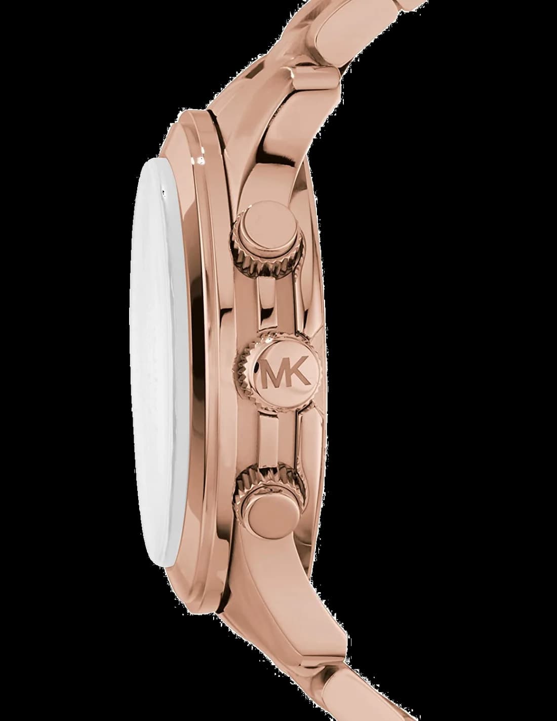 Visage cadran Michael Kors MK8096 dévoile trois sous-cadrans chronographe, date à 4h30, index appliques et aiguilles squelettes
