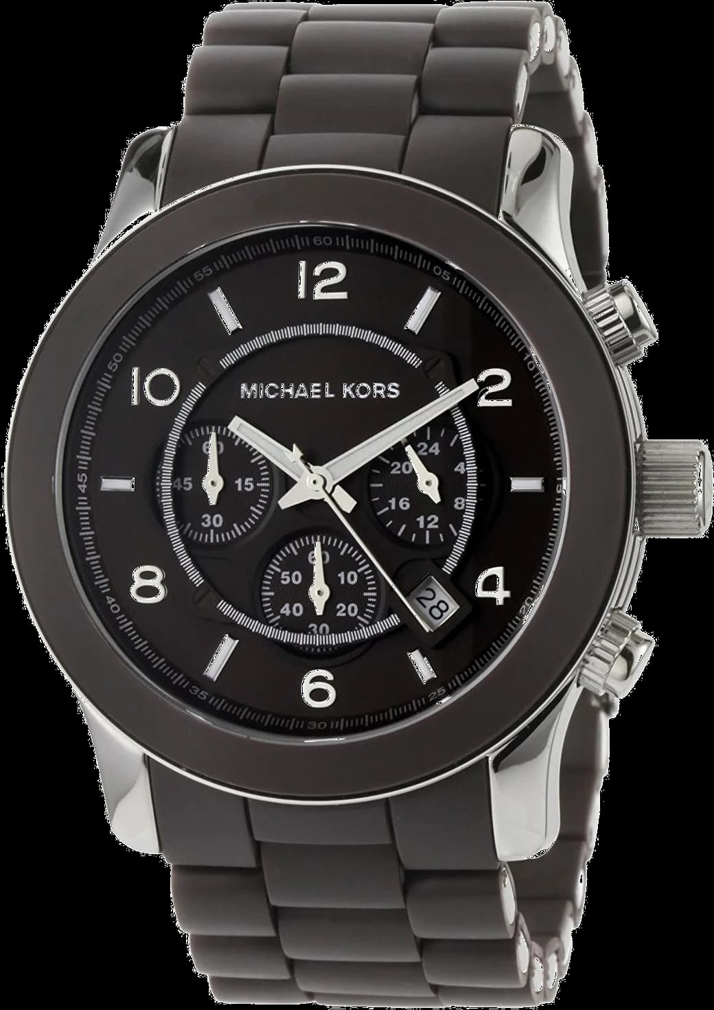 Montre Homme Michael Kors MK8129 Chronographe Sport - Boîtier Argent & Bracelet Plastique Brun