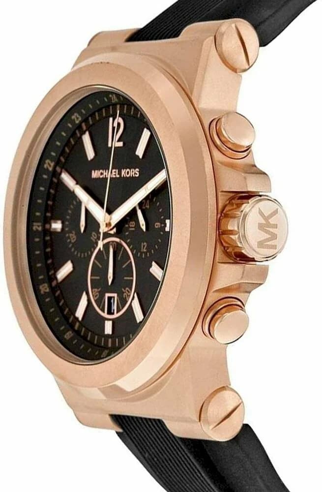 Montre Homme Michael Kors MK8184 Dylan - Boîtier Silicone Or Rose 47mm, Cadran Noir, Bracelet Caoutchouc vue 2