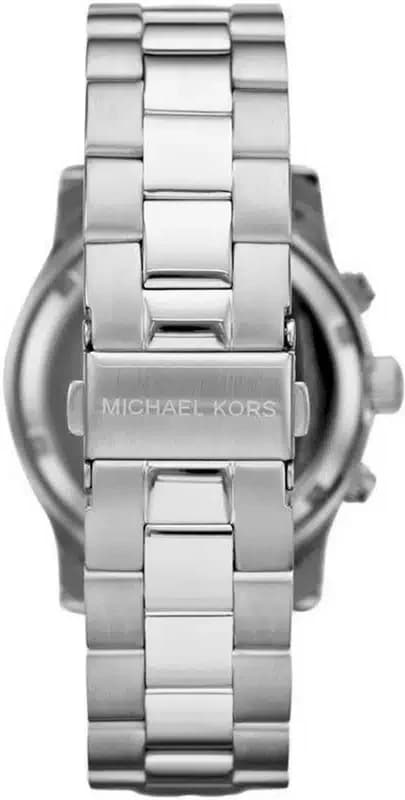 Attache bracelet Michael Kors MK8314 en acier inoxydable à triple maillons avec fermoir déployant pressoir et poussoirs de sécurité