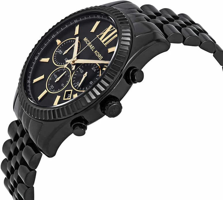 Attache bracelet Michael Kors MK8603 en acier inoxydable brossé, maillons larges, fermoir déployant à double bouton-poussoir sécurisé