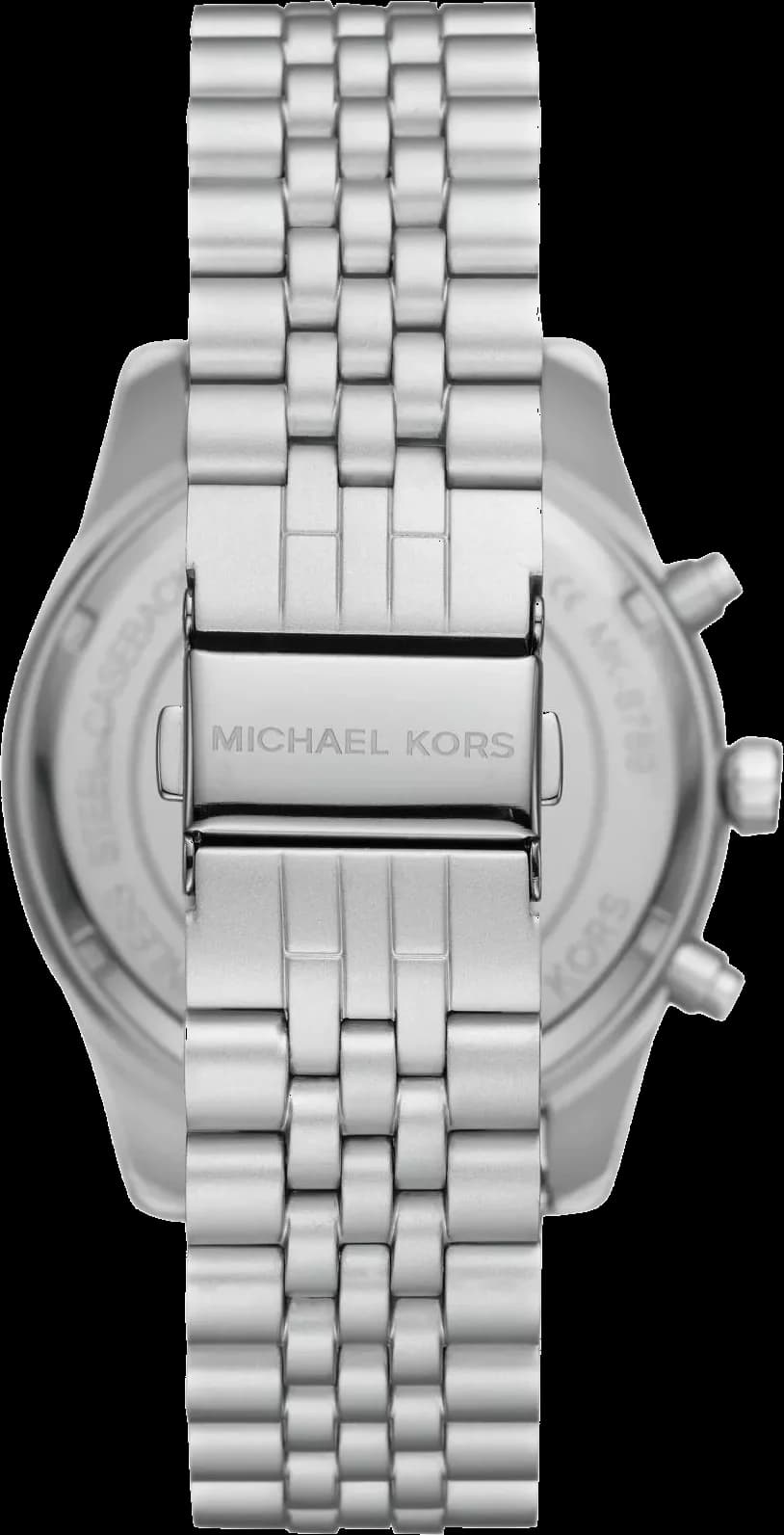 Attache bracelet Michael Kors MK8789 en acier inoxydable bicolore argenté et doré, fermoir déployant sécurisé