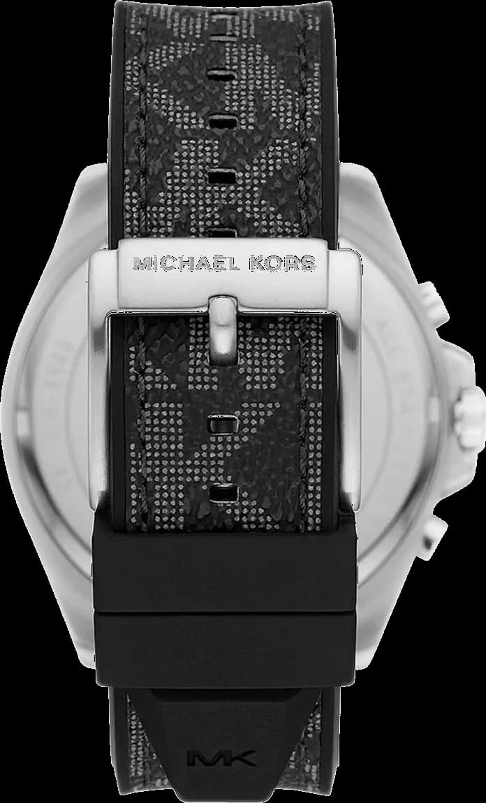 Attache bracelet Michael Kors MK8850 en toile noire signature Michael Kors, boucle ardillon en métal argenté